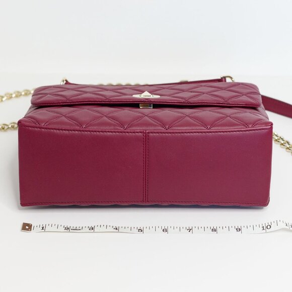 NWT KATE SPADE Natalia Flap Bag Quilted Leather Chain Turn Lock "Blackberry" - Picture 2 of 8